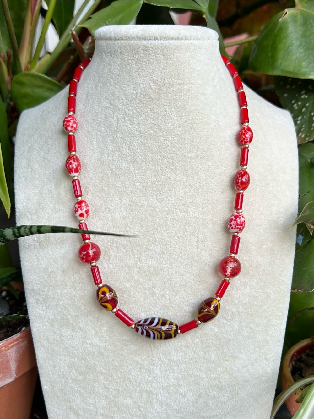 Red beaded necklace